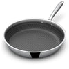 Esspy Tri-ply Stainless Steel Frying Pan | Honeycomb Pattern Fry Pan | Omelets Pan Non Stick | Gas & Induction Compatible | Riveted Handle | Food Safe & PFOA Free | Scratch Resistant