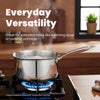 Esspy Tri-Ply Stainless Steel Sauce Pan | Tri-Ply Milk/Tea Pan | Gas, Stove and Induction Compatible for Fast Cooking | Riveted Long Handle | Food Safe & PFOA Free | Scratch Resistant