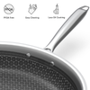 Esspy Tri-ply Stainless Steel Frying Pan | Honeycomb Pattern Fry Pan | Omelets Pan Non Stick | Gas & Induction Compatible | Riveted Handle | Food Safe & PFOA Free | Scratch Resistant