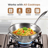 Esspy Tri-Ply Stainless Steel Wok Pan | Non-Stick Frying Wok | Induction Compatible | Scratch-Resistant | Stir-Fry Pan | Reverted Sturdy Handle | Toxin-Free