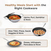 Advertisement for cookware with various dishes and text on a white background