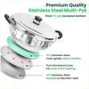 Stainless Steel Multi-Pot with features highlighted on a white background