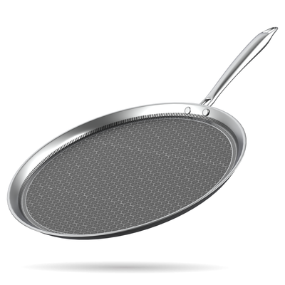 Esspy Honeycomb Triply Non Stick Dosa Tawa | Stainless Steel Tawa for Dosa | Tawa for Roti/Chapati/Paratha | Metal Spatula Friendly, 4.0 mm Thick, Honeycomb Pattern, Riveted Handle, Food Safe
