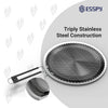 Stainless steel frying pan with honeycomb design on a light gray background, featuring the ESSPY brand.